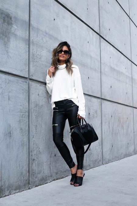 25 крутых луков от блоггеров в кожаных леггинсах